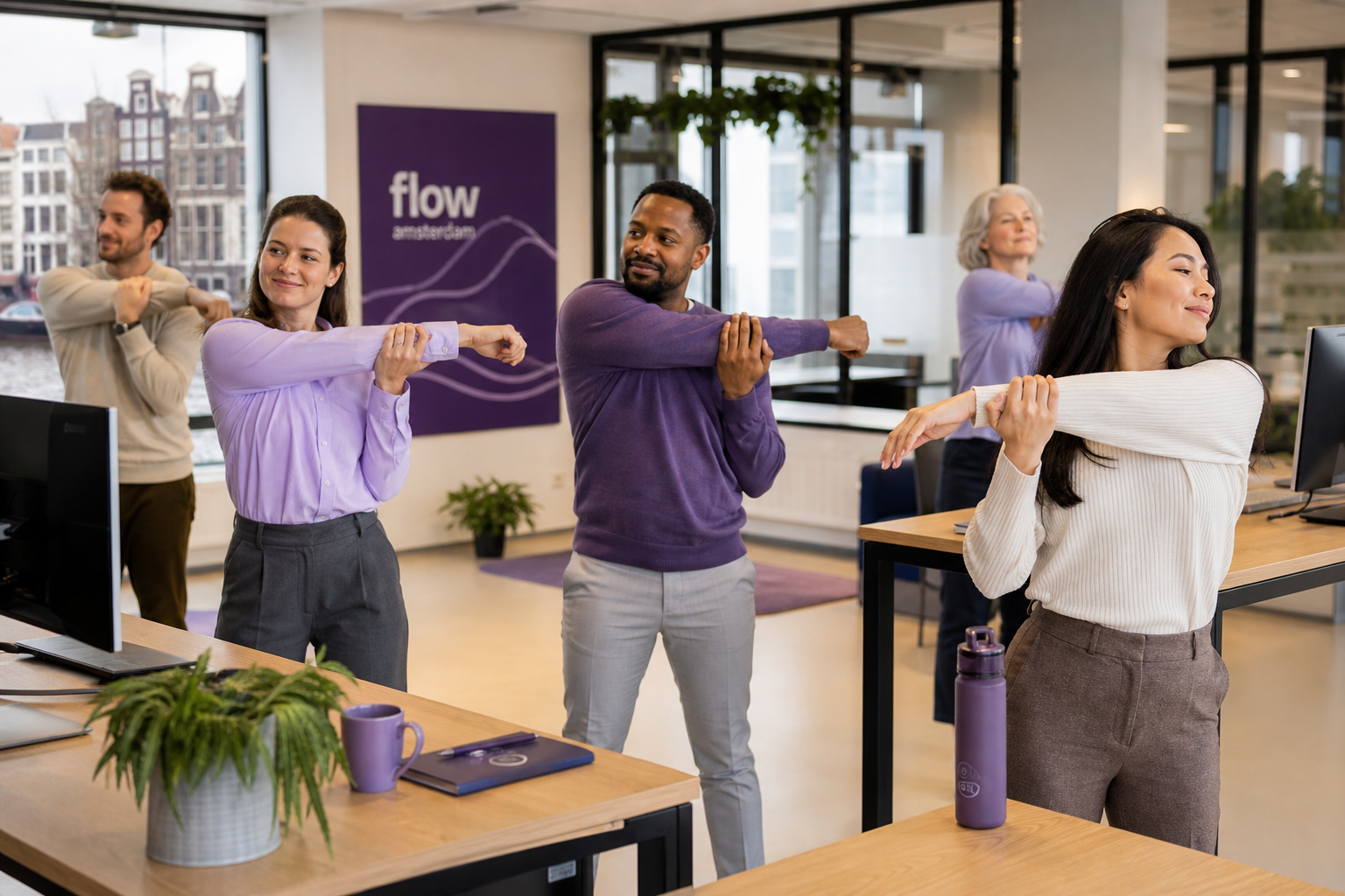 Removalfloraei workplace movement session in Amsterdam office